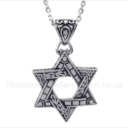 Titanium Star of David Pendant with Free Chain