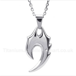 Titanium Wolf Fang Pendant with Free Chain