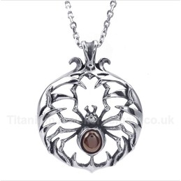 Titanium Red Diamond Spider Pendant with Free Chain