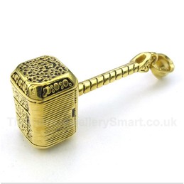Titanium Gold Thor's Hammer Pendant with Free Chain