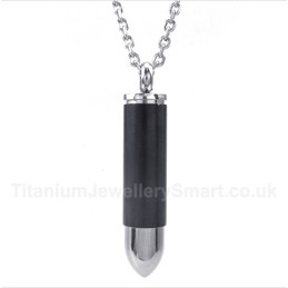 Titanium Black Bullet Pendant with Free Chain