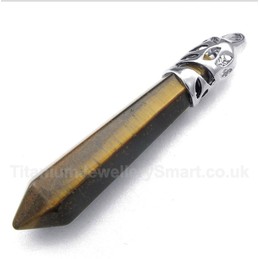 Tiger's-Eye Gemstones Hexagon Prism Pendant with Free Chain