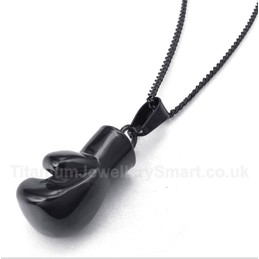 Titanium Black Boxing Glove Pendant with Free Chain