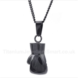 Titanium Black Boxing Glove Pendant with Free Chain