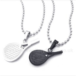 Titanium Feather Tennis Rackets Couple's Pendant with Free Chain (One Pair)