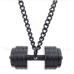 Titanium Dumbbells Pendant with Free Chain
