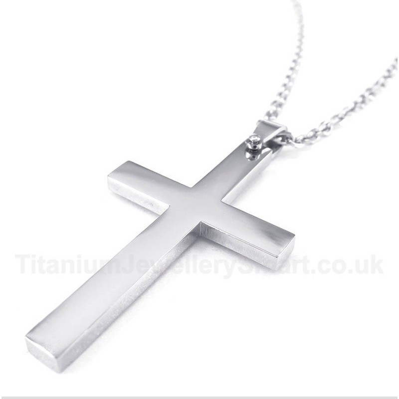 Titanium Cross Pendant with Free Chain