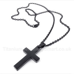 Titanium Black Cross Pendant with Free Chain