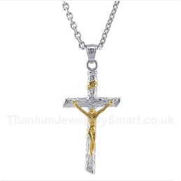 Titanium Gold Jesus Pendant with Free Chain