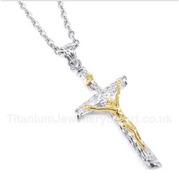 Titanium Gold Jesus Pendant with Free Chain