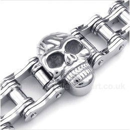 Titanium Bicycle Chain Skull Bracelet