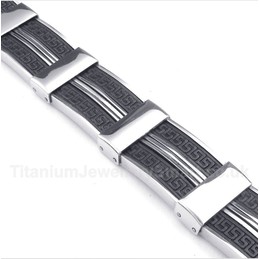 Titanium Rubber Greek Meander Pattern Bracelet