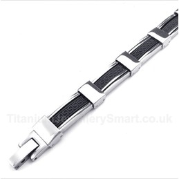 Titanium Greek Meander Pattern Rubber Bracelet