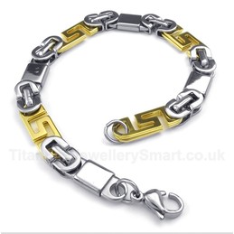 Titanium Gold Greek Meander Pattern Bracelet