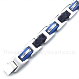 Titanium Blue Black Rubber Bracelet