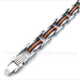 Titanium Orange Black Rubber Bracelet