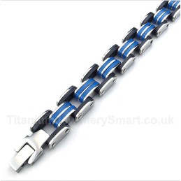 Titanium Blue Black Rubber Bracelet