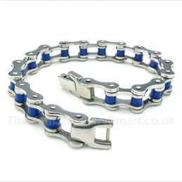 Titanium Blue Rubber Bicycle Chain Bracelet