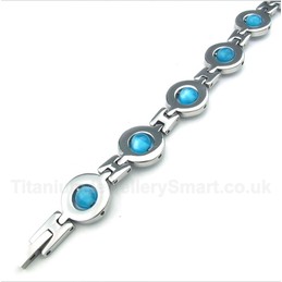 Titanium Blue Round Beads Bracelet