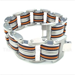 Titanium Orange Black Rubber Bracelet