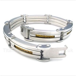 Titanium Gold Cable Bracelet