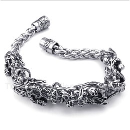 Titanium Casted Skull Bracelet