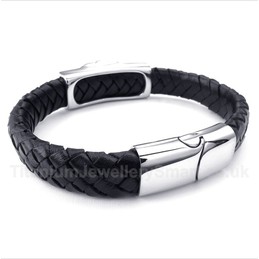Titanium Lion's Head Leather Bracelet