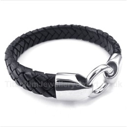 Titanium Black Leather Bracelet