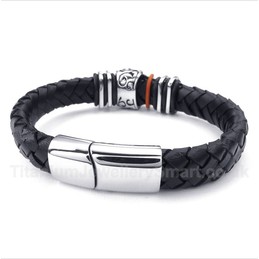 Leather Skull Titanium Bracelet