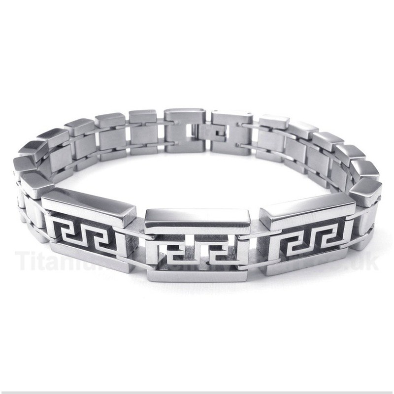 Titanium Greek Meander Pattern Bracelet