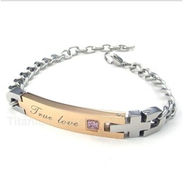 Titanium Diamond Womens Couple's Bracelet