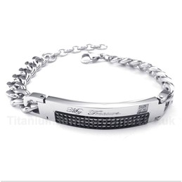 Titanium Black Diamond Mens Couple's Bracelet