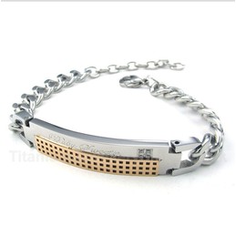 Titanium Diamond Womens Couple's Bracelet