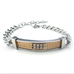 Titanium Gold Diamond Womens Couple's Bracelet