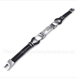 Titanium Cable Leather Bracelet