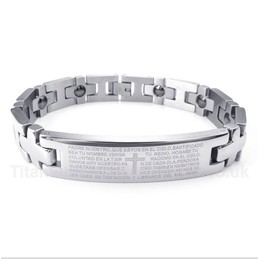 Titanium Cross Bible Verse Magnet Bracelet