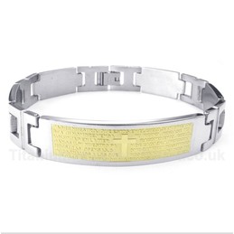 Titanium Cross Gold Bible Verse Bracelet