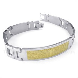 Titanium Cross Gold Bible Verse Bracelet