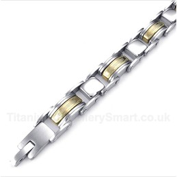 Titanium Gold Greek Meander Pattern Bracelet