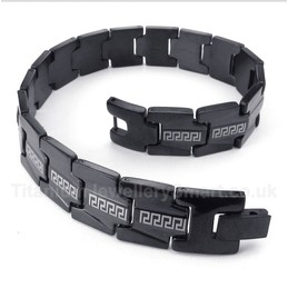 Titanium Greek Meander Pattern Black Bracelet