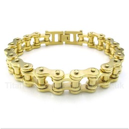 Titanium Gold Bicycle Chain Bracelet