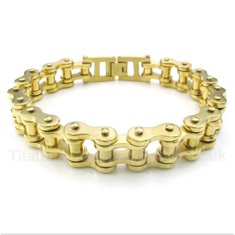 Titanium Gold Bicycle Chain Bracelet