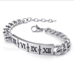 Titanium Roman Numerals Diamond Bracelet
