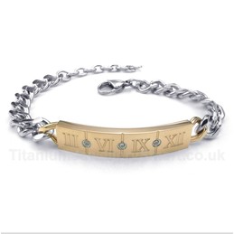 Titanium Roman Numerals Diamond Bracelet