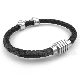 Skull Leather Titanium Bracelet