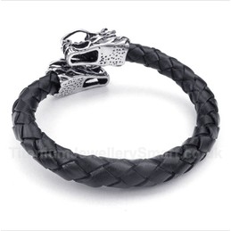 Chinese Dragon Head Leather Bracelet