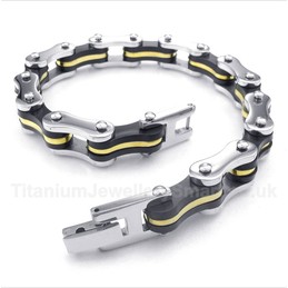 Titanium Bicycle Chain Rubber Bracelet