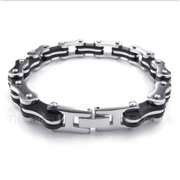 Titanium Bicycle Chain Rubber Bracelet