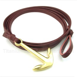 Leather Anchor Titanium Bracelet