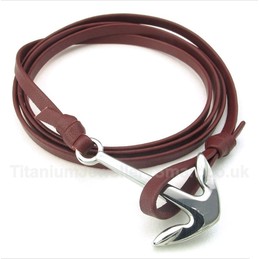 Leather Anchor Titanium Bracelet